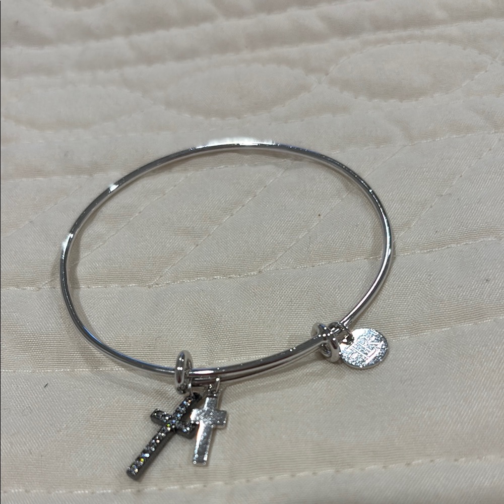 Lisa Robertson Silver Cross Charm Bangle